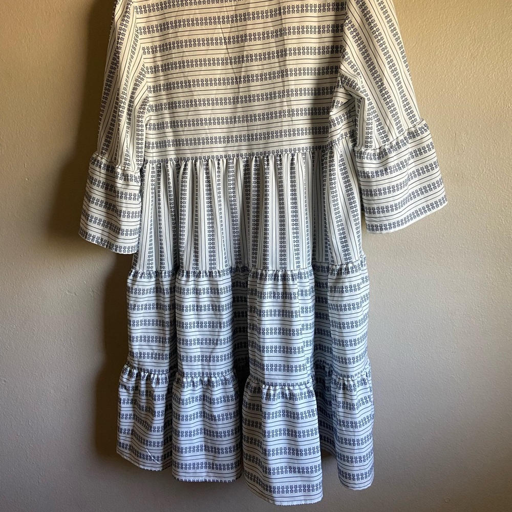 SHEIN Cream Tiered Smocked Sundress with Bishop Sleeves